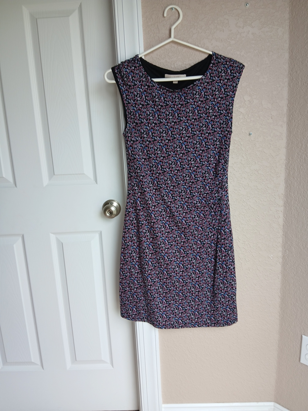 LOFT Navy Mini Dress with Pink & White Floral Pattern